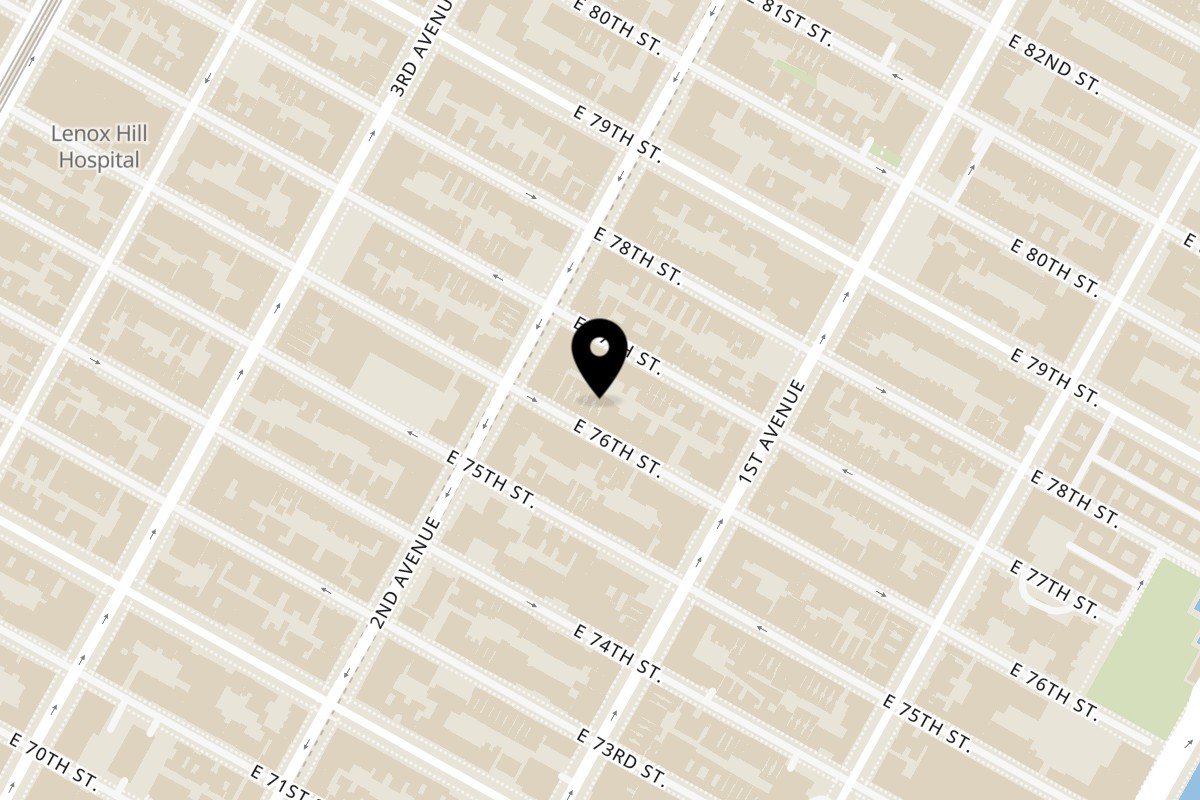 Map showing the location of Sin City Burger on 311 E 76th St in New York